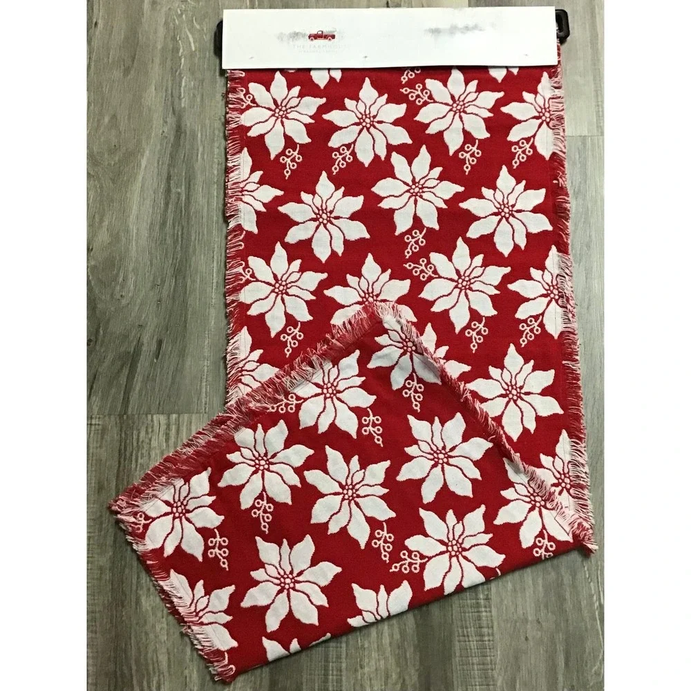 Rachel Ashwell Farmhouse Poinsettia Table Runner 18x108 Farmhouse Cottagecore